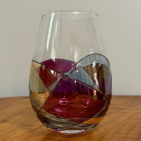 Cornet Barcelona Fancy Stained Glass Designer Wine Glass Tumbler - Picture 2 of 6